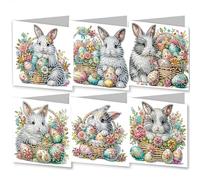 CXINLky 5D DIY Diamond Art Painting Cartes de Pâques, 2025 Nouveautés Diamond Art Painting Cartes, 6 pièces Diamond Art Cartes Anniversaire, Carte de Pâques, Vacances pour la famille, les amis - Œufs