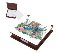 CXINLky Boîte à 10 bloc-notes en bois avec 160 feuilles blanches - Peinture diamant - 12 x 8 x 6 cm - Avec 10 bouteilles en verre