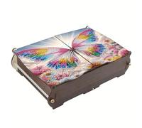 CXINLky Boîte de rangement pour peinture diamant - Grande capacité - Mandala - Boîte de rangement en bois - Organiseur - Boîte cadeau - 10 papillons