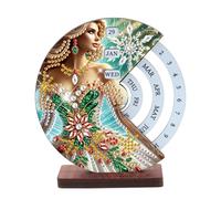 CXINLky Calendrier de peinture diamant à faire soi-même, décoration 5D Diamond Art, calendrier rotatif, en bois, pour compte à rebours - 26 femmes