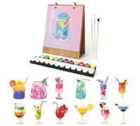 CXINLky Calendrier de table 2026, à peindre par numéros, calendrier de table DIY 2026, à poser, avec pinceaux, peinture acrylique et base, pour cadeaux et maison, décoration de boissons 05