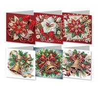 CXINLky Cartes de Noël Diamond Art Painting, Cartes de Noël Diamond Art 5D Anniversaire avec Enveloppe, Carte Cadeau de Vacances pour Famille, Amoureux, Amis, 02 Poinsettia