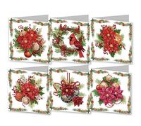 CXINLky Cartes de peinture diamant 5D DIY 2024 Nouveautés Diamond Painting Cartes, 6 cartes de peinture diamant d'anniversaire, carte cadeau de vacances pour la famille, les amoureux, 28 étoiles de