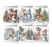 CXINLky Cartes de peinture diamant 5D DIY 2024 Nouveautés Diamond Painting Cartes, 6 cartes de peinture diamant d'anniversaire, carte cadeau de vacances pour la famille, les amoureux, 22 bonhomme de