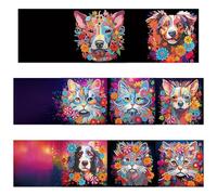 CXINLky Cartes de peinture diamant 5D DIY 2024 Nouveautés Diamond Painting Cartes, 8 cartes de peinture diamant d'anniversaire, carte cadeau de vacances pour la famille, les amoureux, les chats et les