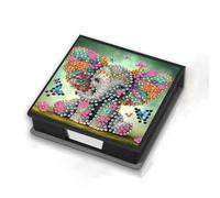 CXINLky Diamond Art Boîte à notes, en cuir, avec 160 feuilles blanches, pour la maison, le bureau, motif d'éléphant