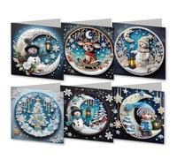 CXINLky Diamond Art - Cartes de Noël - 5D - Diamond Art - Cartes de Noël d'anniversaire avec enveloppe - Carte cadeau de vacances pour la famille, les amoureux, les amis - Croissant de Noël 01