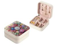 CXINLky Diamond Art Painting Boîte à bijoux, Cuir PU 2 Couches Diamond Art Organisateur de bijoux avec serrure, Boîte à bijoux avec doublure douce pour bagues, boucles d'oreilles, colliers-04-fleurs