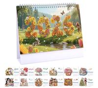 CXINLky Diamond Art Painting - Calendrier de table 2026 - Art diamant - Calendrier de bureau avec liste de choses à faire