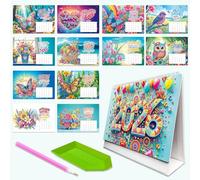 CXINLky Diamond Art Painting Calendrier de table 2026 avec support - Calendrier de bureau 2026 pour Noël, Nouvel An - Motif papillon 03