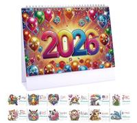 CXINLky Diamond Art Painting calendrier de table 2026, Calendrier de bureau de Noël avec support et liste de choses à faire