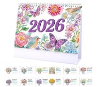 CXINLky Diamond Art Painting Calendrier de table 2026, Calendrier de bureau de Noël en Diamond Art avec support, Calendrier de table avec liste de tâches au verso - 25 - Bouquet