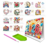 CXINLky Diamond Art Painting Calendrier de table 2026 - Calendrier de bureau et de salle à manger avec support