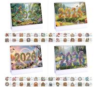 CXINLky Diamond Art Painting Calendrier de table 2026 Diamond Art Calendrier de bureau de Noël avec support Calendrier de table avec liste de choses à faire à l'arrière - 4 pièces I