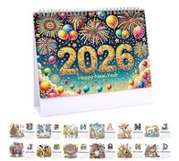 CXINLky Diamond Art Painting Calendrier de table 2026 Diamond Art Calendrier de bureau de Noël avec support Calendrier de bureau avec liste de choses à faire à l'arrière 12-2026