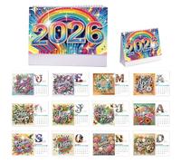 CXINLky Diamond Art Painting Calendrier de table 2026 Diamond Art New Year Calendrier de bureau avec support Calendrier de table pour Noël Nouvel An Cadeau 01 mois floral