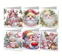 CXINLky Diamond Art Painting Cartes de Noël, 5D Diamond Art Cartes de Noël d'anniversaire avec enveloppe, carte cadeau de vacances pour la famille, les amoureux, les amis, 03 Rose Noël