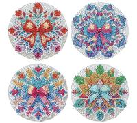 CXINLky Diamond Art Painting Dessous de verre 5D Diamond Painting Dessous de verre antidérapant en bois Dessous de verre pour tasses, verres à vin, vases et cuisine à la maison - 27 Mandala