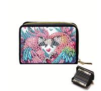 CXINLky Diamond Art Painting Étui pour cartes de crédit DIY Diamond Art Premium PU Étui pour cartes de crédit avec fermeture éclair, protection RFID, portefeuille fin pour cartes de crédit, 22