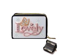 CXINLky Diamond Art Painting Étui pour cartes de crédit en PU 5D de qualité supérieure avec fermeture éclair, protection RFID, étui fin pour cartes de crédit pour homme et femme, 07-beau