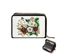 CXINLky Diamond Art Painting Étui pour cartes de crédit en PU 5D de qualité supérieure avec fermeture éclair, protection RFID, étui fin pour cartes de crédit pour homme et femme, 08-chat
