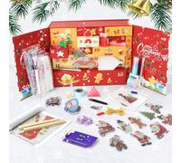 CXINLky Diamond Art Painting Kit cadeau 24 pièces Diamond Art Calendrier de l'Avent 2025 avec outils, porte-clés, bijoux, etc. Cadeau surprise 24 jours