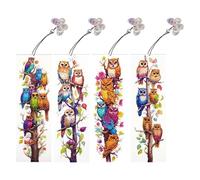 CXINLky Diamond Art Painting Marque-page de peinture diamant avec pendentif papillon, 5D DIY Diamant Peinture Diamond Bookmark Set pour cadeaux de remise de diplôme 01 chouette