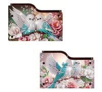 CXINLky Diamond Art Painting Porte-télécommande DIY Diamond Art Boîte de rangement de bureau en bois Boîte de rangement cosmétique Organisateur avec 2 compartiments-2 pièces-B