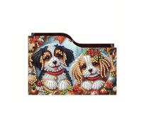 CXINLky Diamond Art Painting Porte-télécommande DIY Diamond Art Boîte de rangement de bureau en bois Boîte de rangement cosmétique Organiseur avec 2 compartiments - 13 chiots