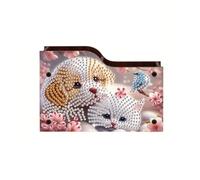 CXINLky Diamond Art Painting Porte-télécommande DIY Diamond Art Boîte de rangement de bureau en bois Boîte de rangement cosmétique Organiseur avec 2 compartiments 01 Chiot Chat