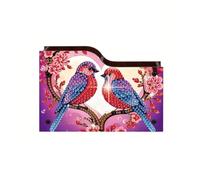 CXINLky Diamond Art Painting Porte-télécommande DIY Diamond Art Boîte de rangement de bureau en bois Boîte de rangement cosmétique Organiseur avec 2 compartiments Oiseau 08