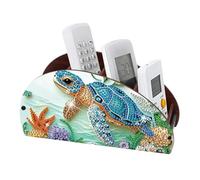 CXINLky Diamond Art Painting Porte-télécommande DIY Diamond Art Boîte de rangement de bureau en bois Boîte de rangement cosmétique Organisateur avec 4 compartiments - 14 tortues marines