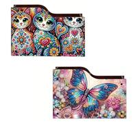 CXINLky Diamond Art Painting Porte-télécommande DIY Diamond Art Boîte de rangement de bureau en bois Boîte de rangement cosmétique Organisateur avec 2 compartiments 2 pièces