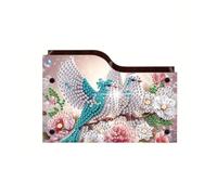 CXINLky Diamond Art Painting Porte-télécommande DIY Diamond Art Boîte de rangement de bureau en bois Boîte de rangement cosmétique Organiseur avec 2 compartiments Oiseau 06
