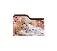 CXINLky Diamond Art Painting Porte-télécommande DIY Diamond Art Boîte de rangement de bureau en bois Boîte de rangement cosmétique Organiseur avec 2 compartiments 02 chiot chat