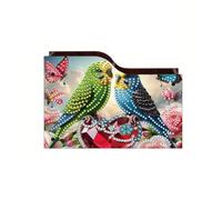 CXINLky Diamond Art Painting Porte-télécommande DIY Diamond Art Boîte de rangement de bureau en bois Boîte de rangement cosmétique Organiseur avec 2 compartiments 21 perroquet