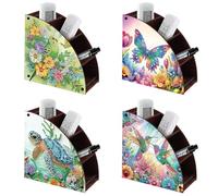 CXINLky Diamond Art Painting Porte-télécommande DIY Diamond Art Bureau Boîte de rangement en demi-lune Boîte de rangement cosmétique Organisateur avec 4 compartiments - 4 pièces C