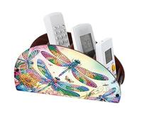 CXINLky Diamond Art Painting Support à télécommande, Diamond Art Boîte de rangement de bureau en bois, boîte de rangement cosmétique avec 4 compartiments-02-libellule