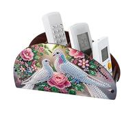CXINLky Diamond Art Painting Support de télécommande, boîte de rangement de bureau en bois, boîte de rangement cosmétique, organisateur avec 4 compartiments, pigeon 09
