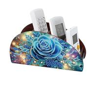 CXINLky Diamond Art Painting Support de Télécommande, Boîte de Rangement de Bureau en Bois pour Diamond Art, Organisateur de Rangement pour Cosmétiques avec 4 Compartiments - 11 - Rose Bleue