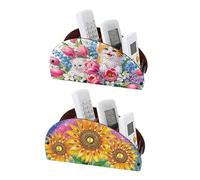CXINLky Diamond Art Painting Support de Télécommande, Boîte de Rangement de Bureau en Bois pour Diamond Art, Organisateur de Cosmétiques avec 4 Compartiments - Lot de 2 - C