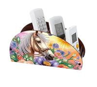 CXINLky Diamond Art Painting Support de télécommande, boîte de rangement en bois, boîte de rangement cosmétique, organisateur avec 4 compartiments, 19 chevaux