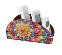 CXINLky Diamond Art Painting Support de télécommande Diamond Art Boîte de rangement de bureau en bois Boîte de rangement cosmétique Organisateur avec 4 compartiments-06-Mandala