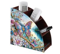 CXINLky Diamond Art Painting Support de télécommande DIY Diamond Art Bureau Boîte de rangement en demi-lune Boîte de rangement cosmétique Organiseur avec 4 compartiments Papillon 06