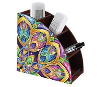 CXINLky Diamond Art Painting Support de télécommande DIY Diamond Art Bureau Boîte de rangement en demi-lune Boîte de rangement cosmétique Organiseur avec 4 compartiments - 15-Mandala