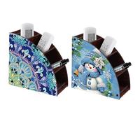 CXINLky Diamond Art Painting Support de télécommande DIY Diamond Art Bureau Boîte de rangement en demi-lune Boîte de rangement cosmétique Organiseur avec 4 compartiments - 2 pièces-B