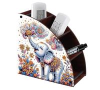 CXINLky Diamond Art Painting Support de télécommande DIY Diamond Art Bureau Boîte de rangement en demi-lune Boîte de rangement cosmétique Organiseur avec 4 compartiments 05 Éléphant