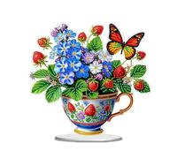 CXINLky Diamond Art Peinture Décoration de table 5D Diamond Art Animal debout Kit d'art pour débutants Cadeau de maison Décoration 05 Tasse à thé Fleur