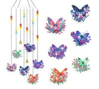 CXINLky Diamond Painting Carillon éolien, peinture diamant 5D à faire soi-même, attrape-soleil, carillons à vent, pendentif carillon éolien, cristal diamant, ensemble papillon