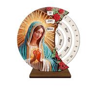 CXINLky DIY Diamond Art Painting Calendrier Décoration de table, Peinture diamant 5D Rotatif Calendrier en bois, Peinture diamant, Compte à rebours de Noël, Ornements 10 Vierge Marie